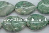 CQJ66 15.5 inches 18*25mm flat teardrop Qinghai jade beads wholesale