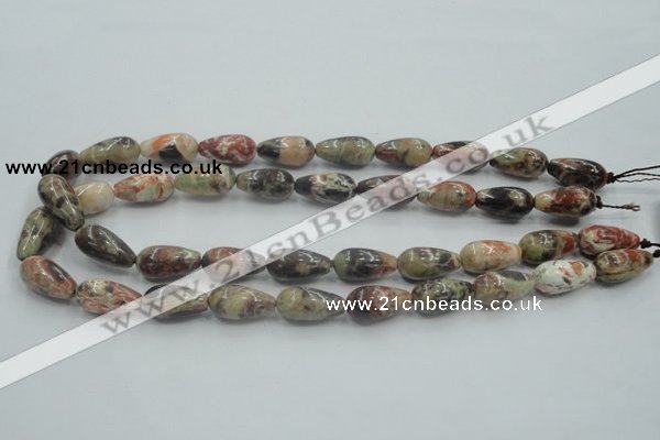CRA06 15.5 inches 10*20mm teardrop natural rainforest agate beads