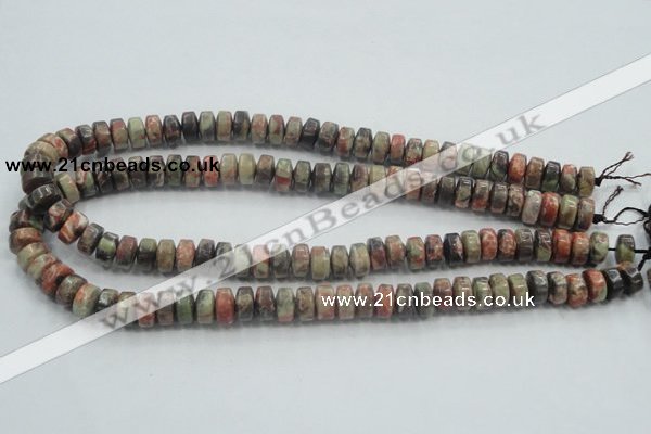 CRA07 15.5 inches 6*10mm rondelle natural rainforest agate beads