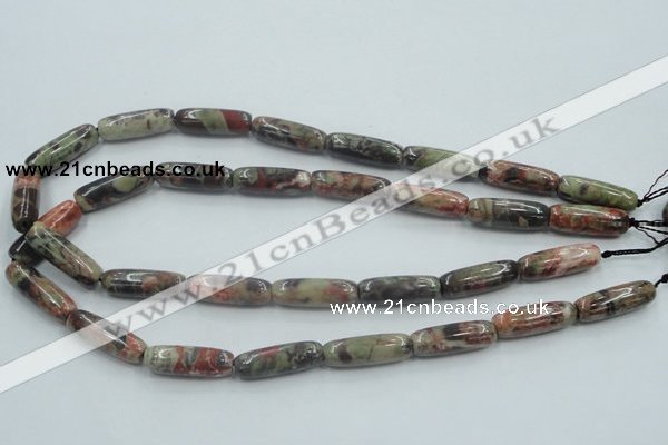 CRA08 15.5 inches 9*25mm cylinder natural rainforest agate beads