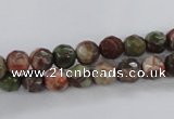 CRA101 15.5 inches 8mm faceted round rainforest agate gemstone beads