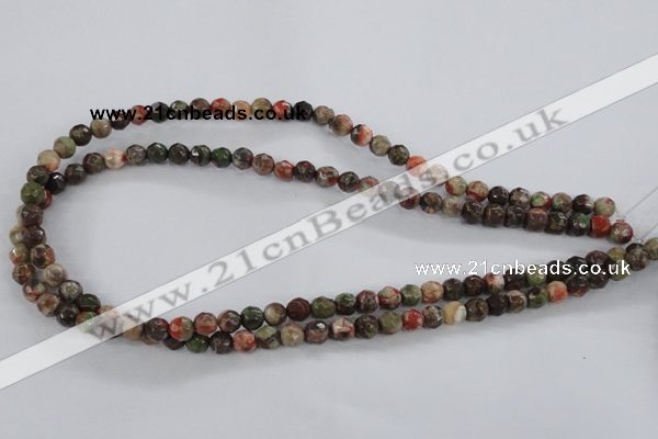 CRA101 15.5 inches 8mm faceted round rainforest agate gemstone beads