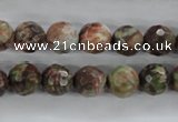 CRA102 15.5 inches 10mm faceted round rainforest agate gemstone beads