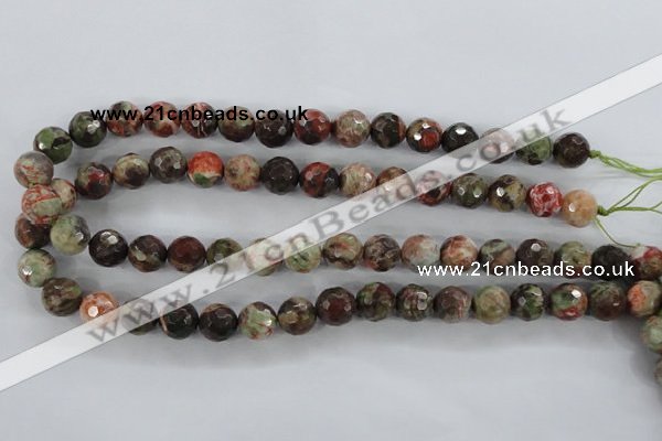 CRA102 15.5 inches 10mm faceted round rainforest agate gemstone beads