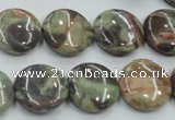 CRA11 15.5 inches 16mm flat round natural rainforest agate beads