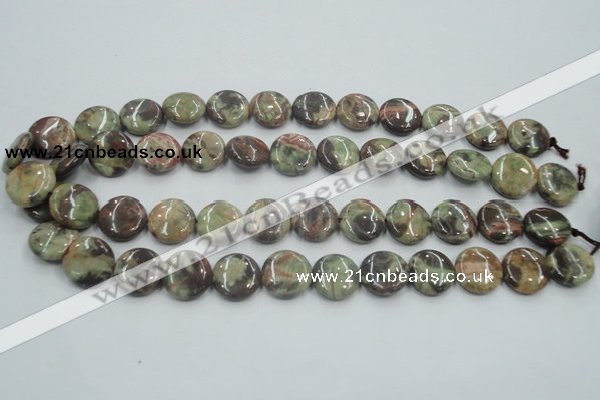 CRA11 15.5 inches 16mm flat round natural rainforest agate beads