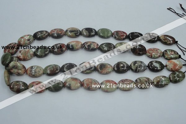 CRA15 15.5 inches 13*18mm oval natural rainforest agate beads