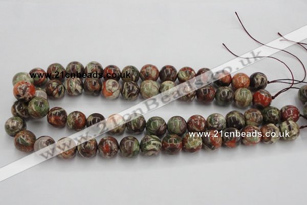 CRA153 15.5 inches 14mm round rainforest agate beads wholesale