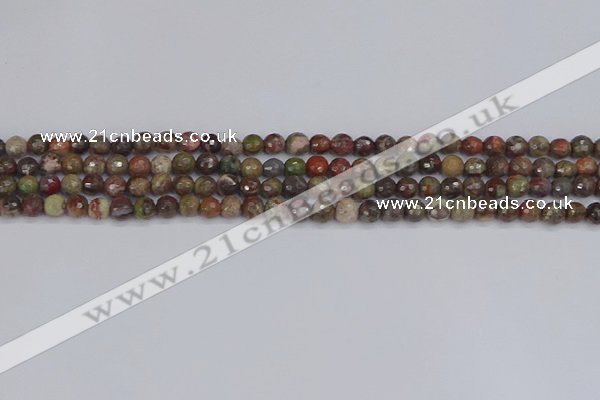 CRA160 15.5 inches 4mm faceted round rainforest agate beads