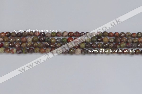 CRA161 15.5 inches 6mm faceted round rainforest agate beads