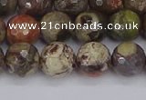 CRA162 15.5 inches 8mm faceted round rainforest agate beads