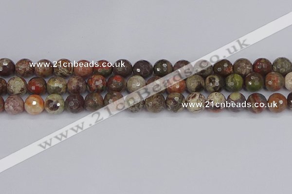 CRA163 15.5 inches 10mm faceted round rainforest agate beads