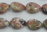 CRA18 15.5 inches 13*18mm flat teardrop natural rainforest agate beads