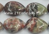 CRA19 15.5 inches 18*25mm flat teardrop natural rainforest agate beads