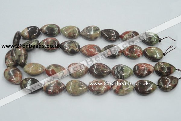 CRA19 15.5 inches 18*25mm flat teardrop natural rainforest agate beads