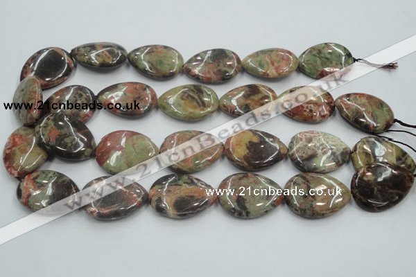 CRA20 15.5 inches 22*30mm flat teardrop natural rainforest agate beads