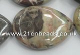 CRA21 15.5 inches 30*40mm flat teardrop natural rainforest agate beads