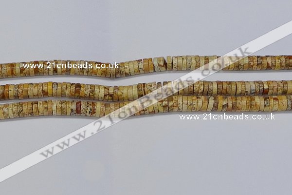 CRB1017 15.5 inches 2*6mm heishi picture jasper beads wholesale