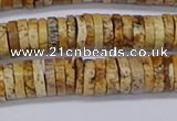 CRB1018 15.5 inches 2*7mm heishi picture jasper beads wholesale