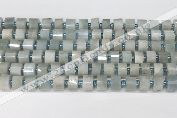 CRB1051 15.5 inches 5*8mm - 6*8mm faceted tyre aquamarine beads