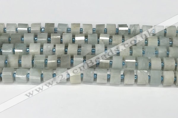 CRB1052 15.5 inches 7*9mm - 8*10mm faceted tyre aquamarine beads