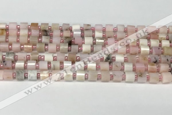 CRB1064 15.5 inches 4*6mm - 5*6mm faceted tyre natural pink opal beads