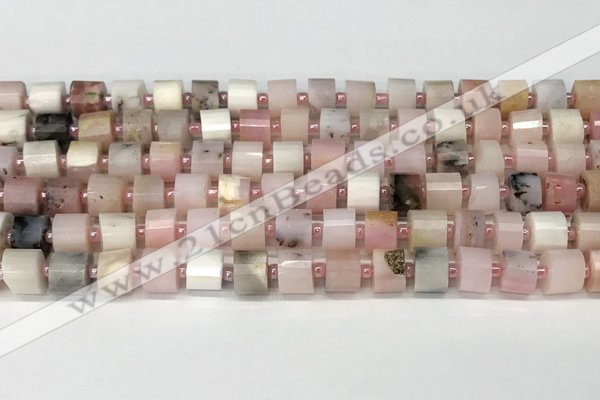 CRB1065 15.5 inches 5*8mm - 6*8mm faceted tyre natural pink opal beads