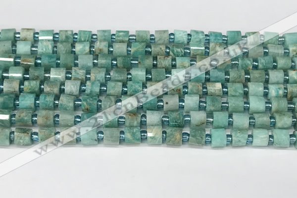 CRB1068 15.5 inches 4*6mm - 5*6mm faceted tyre amazonite beads