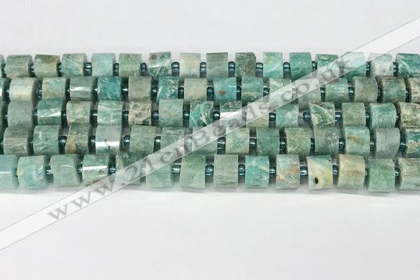 CRB1070 15.5 inches 7*9mm - 8*10mm faceted tyre amazonite beads