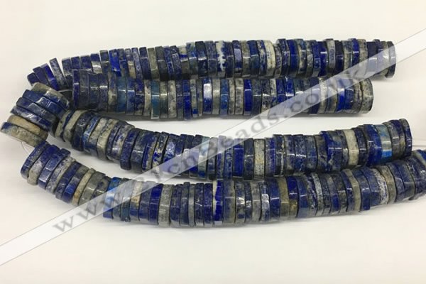 CRB1085 15.5 inches 5*20mm - 6*22mm faceted heishi lapis lazuli beads