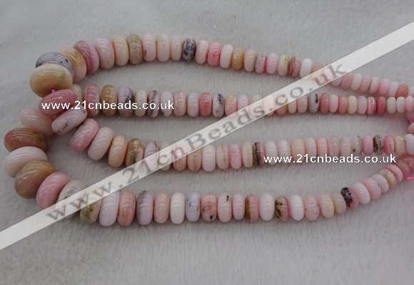 CRB1106 15.5 inches 5*8mm - 9*18mm rondelle pink opal beads