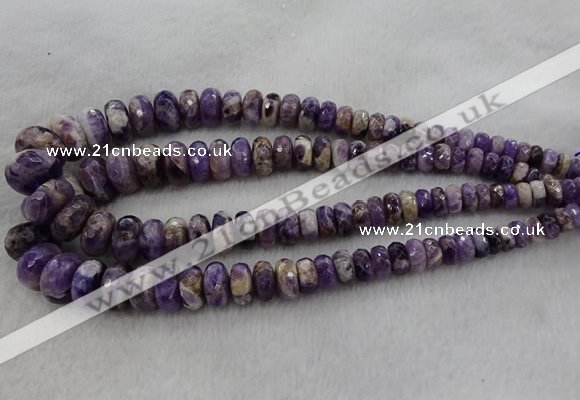 CRB1122 15.5 inches 5*8mm - 9*18mm faceted rondelle dogtooth amethyst beads