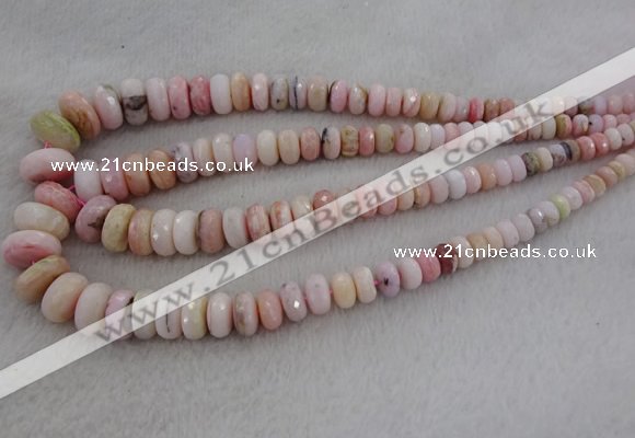 CRB1126 15.5 inches 5*8mm - 9*18mm faceted rondelle pink opal beads