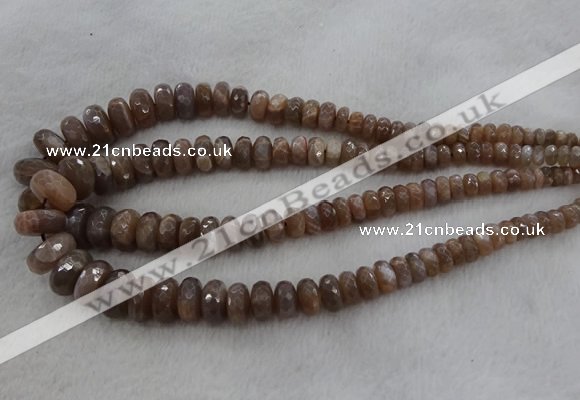 CRB1132 15.5 inches 5*8mm - 9*18mm faceted rondelle moonstone beads