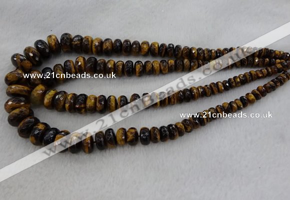 CRB1135 15.5 inches 5*8mm - 9*18mm faceted rondelle tiger eye beads