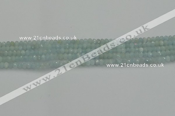 CRB1200 15.5 inches 3*4mm faceted rondelle aquamarine beads