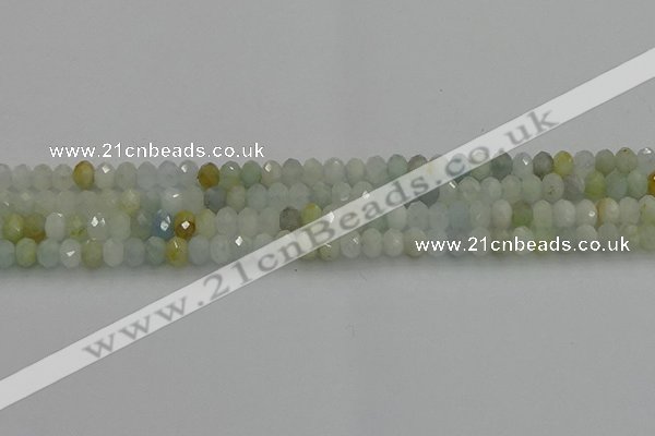 CRB1212 15.5 inches 4*6mm faceted rondelle aquamarine beads