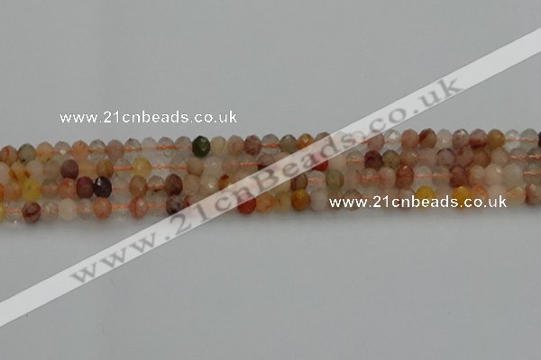 CRB1214 15.5 inches 4*6mm faceted rondelle mixed rutilated quartz beads