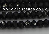 CRB1218 15.5 inches 4*6mm faceted rondelle black tourmaline beads