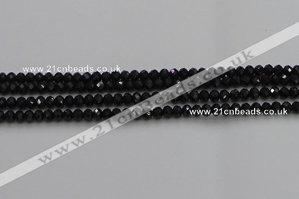 CRB1218 15.5 inches 4*6mm faceted rondelle black tourmaline beads