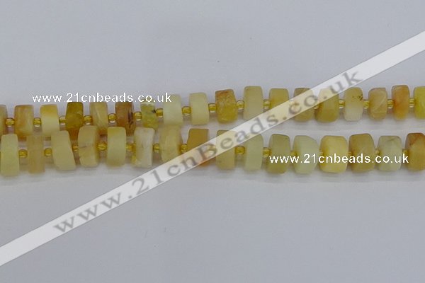 CRB1241 15.5 inches 7*14mm tyre matte yellow opal gemstone beads