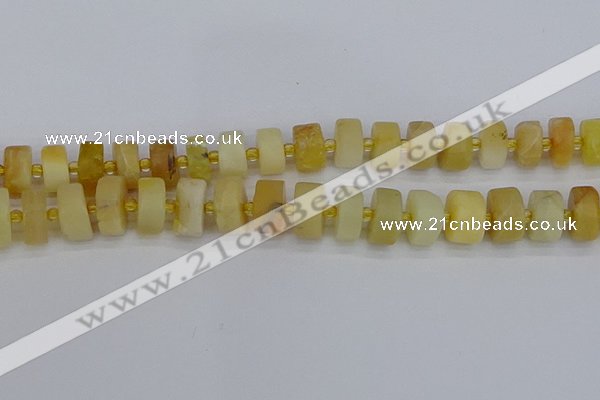 CRB1242 15.5 inches 8*16mm tyre matte yellow opal gemstone beads