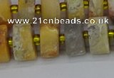 CRB1248 15.5 inches 7*14mm tyre matte crazy lace agate beads