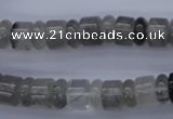 CRB125 15.5 inches 4*10mm & 7*10mm rondelle cloudy quartz beads