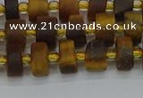 CRB1252 15.5 inches 5*8mm tyre matte yellow tiger eye beads