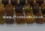 CRB1253 15.5 inches 6*10mm tyre matte yellow tiger eye beads