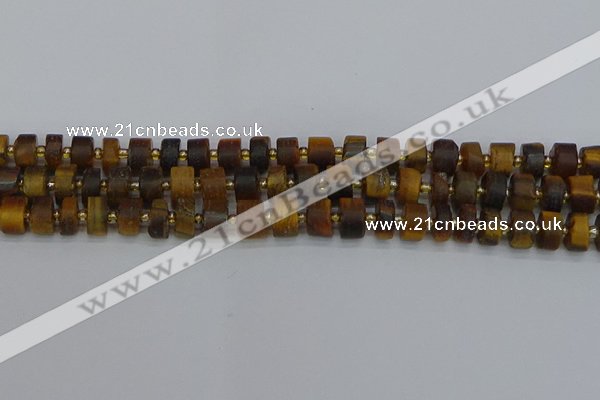 CRB1253 15.5 inches 6*10mm tyre matte yellow tiger eye beads