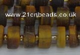 CRB1254 15.5 inches 6*12mm tyre matte yellow tiger eye beads