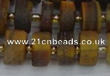 CRB1256 15.5 inches 8*16mm tyre matte yellow tiger eye beads