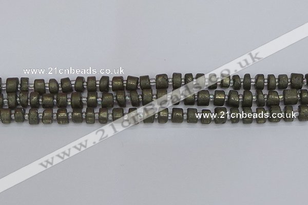 CRB1259 15.5 inches 5*8mm tyre matte pyrite gemstone beads